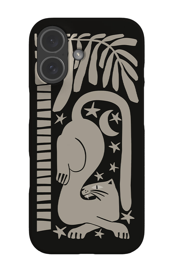 Lounging Leopard With Plants Snap Phone Case (Black) | Harper & Blake
