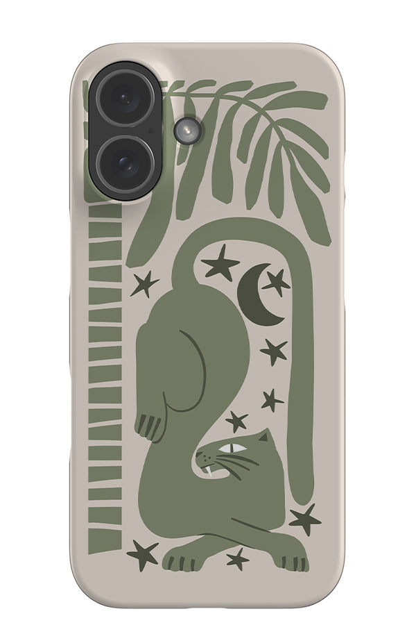 Lounging Leopard With Plants Snap Phone Case (Moss Green) | Harper & Blake