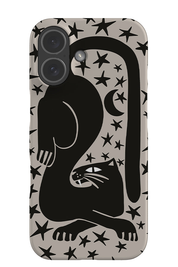 Lounging Leopard with Stars Snap Phone Case (Black & Off White) | Harper & Blake