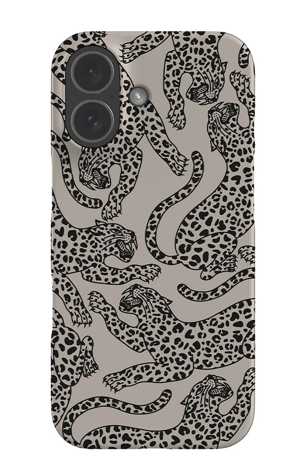 Pouncing Leopard Scatter Snap Phone Case (Black & White) | Harper & Blake