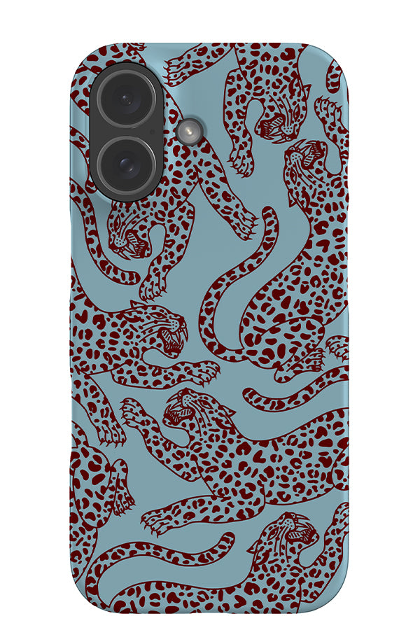 Pouncing Leopard Scatter Snap Phone Case (Blue & Red) | Harper & Blake