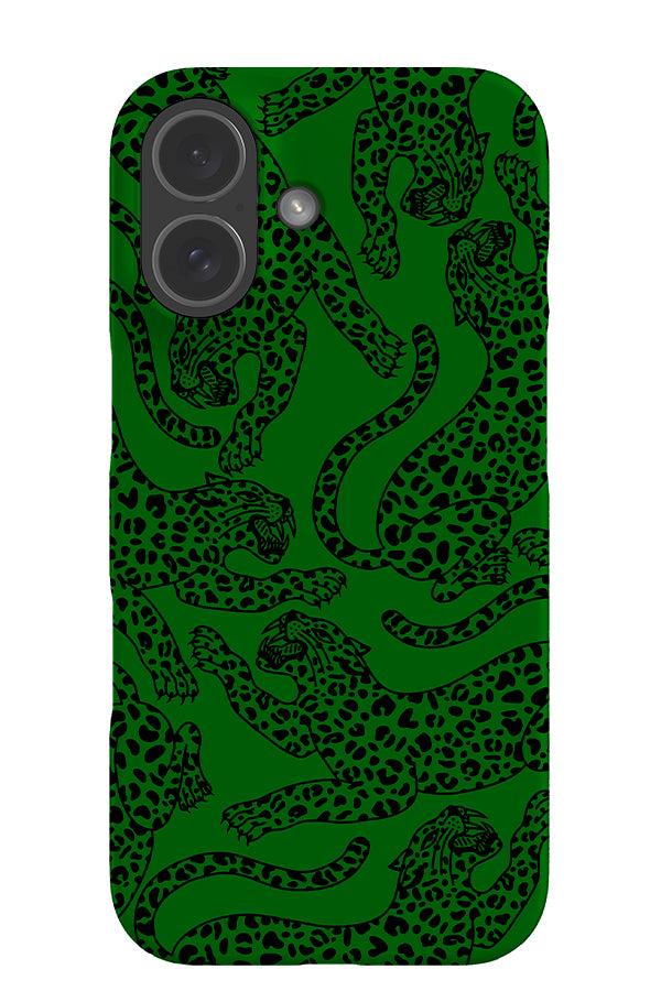 Pouncing Leopard Scatter Snap Phone Case (Bright Green) | Harper & Blake