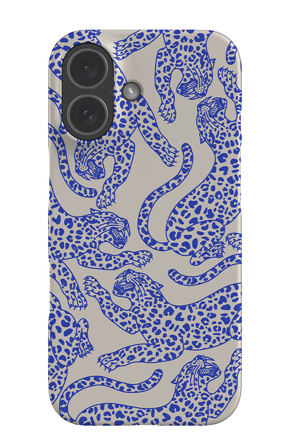 Pouncing Leopard Scatter Snap Phone Case (Electric Blue) | Harper & Blake