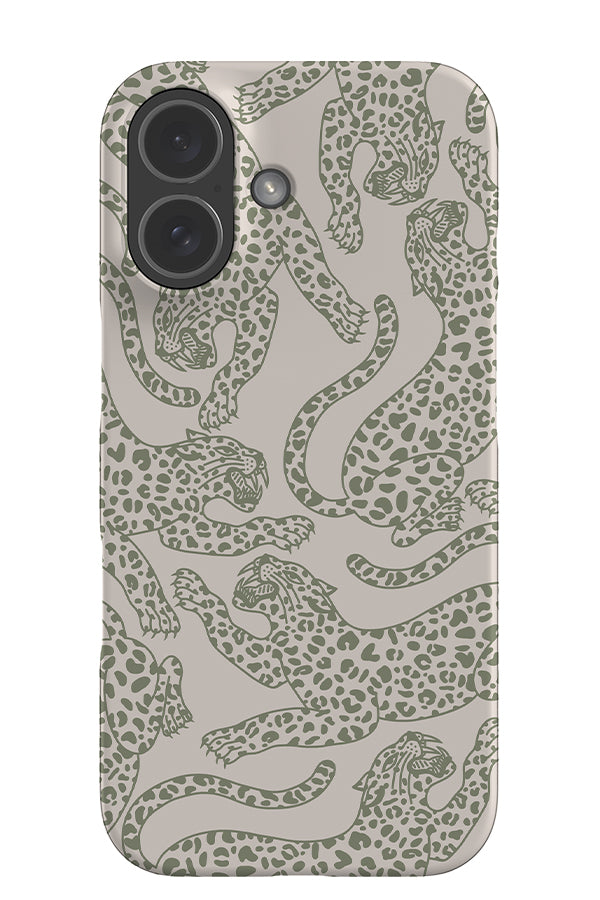 Pouncing Leopard Scatter Snap Phone Case (Moss Green) | Harper & Blake