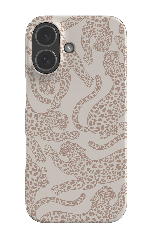 Pouncing Leopard Scatter Snap Phone Case (Pale Terracotta & Birch) | Harper & Blake