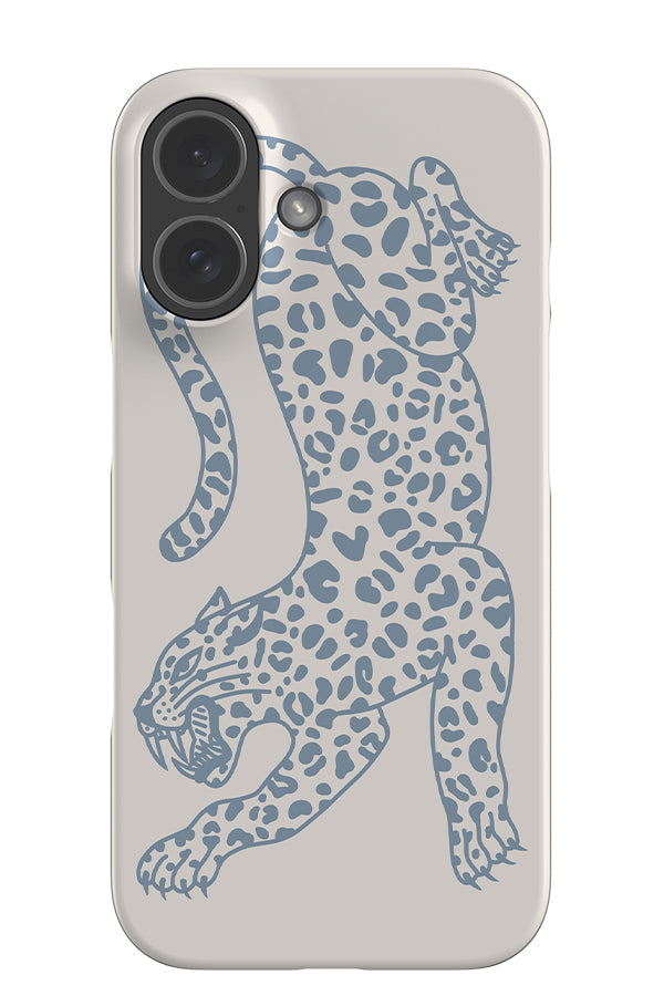 Pouncing Leopard Placement Snap Phone Case (Dusty Blue) | Harper & Blake