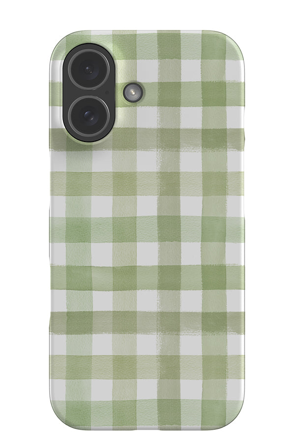 Watercolour Gingham By Ninola Design Snap Phone Case (Sage Green) | Harper & Blake