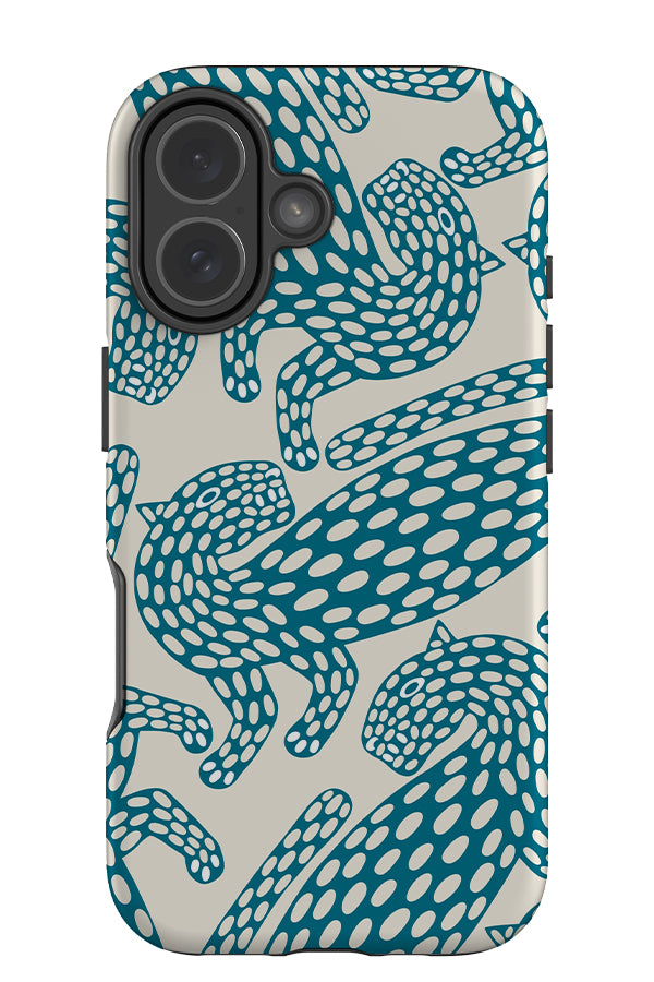 Abstract Leopard Scatter Tough Phone Case (Beige Blue) | Harper & Blake