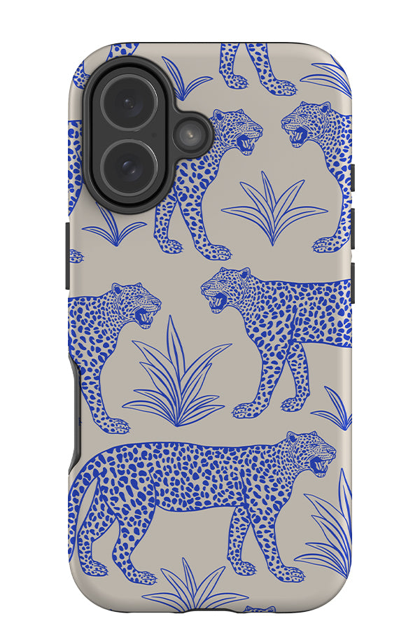 Leopard Scatter Tough Phone Case (Electric Blue) | Harper & Blake