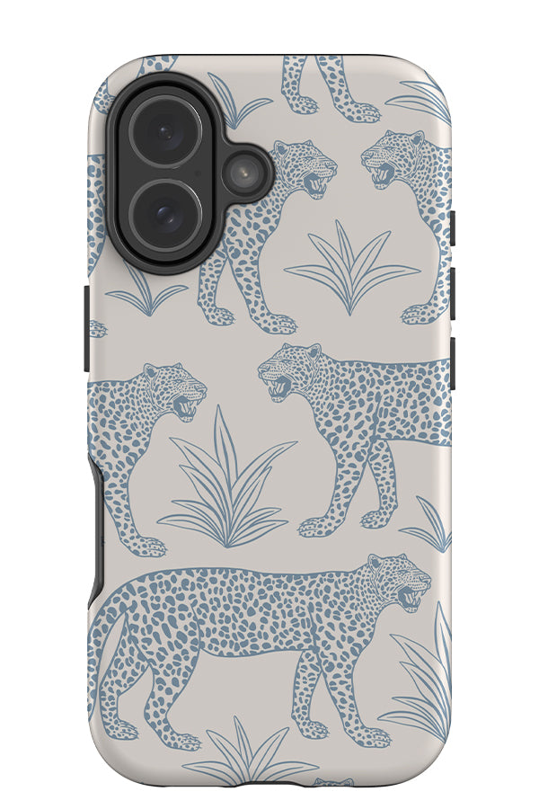 Leopard Scatter Tough Phone Case (Ivory & Dusty Blue) | Harper & Blake