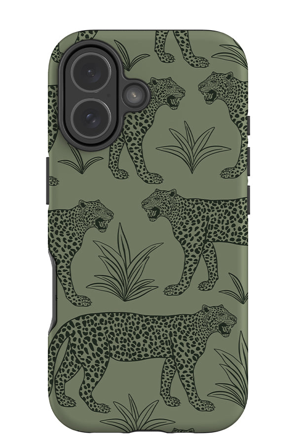 Leopard Scatter Tough Phone Case (Moss Green) | Harper & Blake