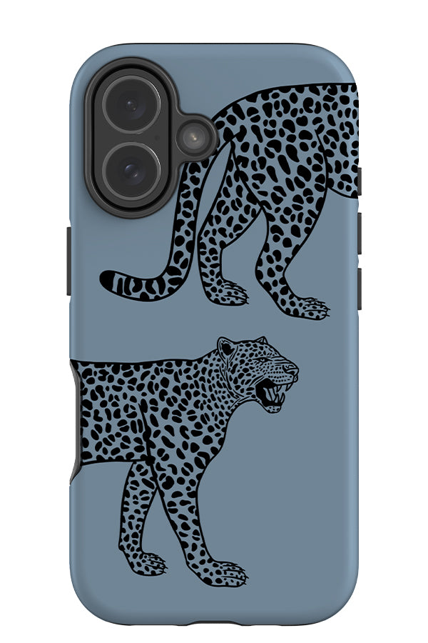 Leopard Placement Tough Phone Case (Blue) | Harper & Blake