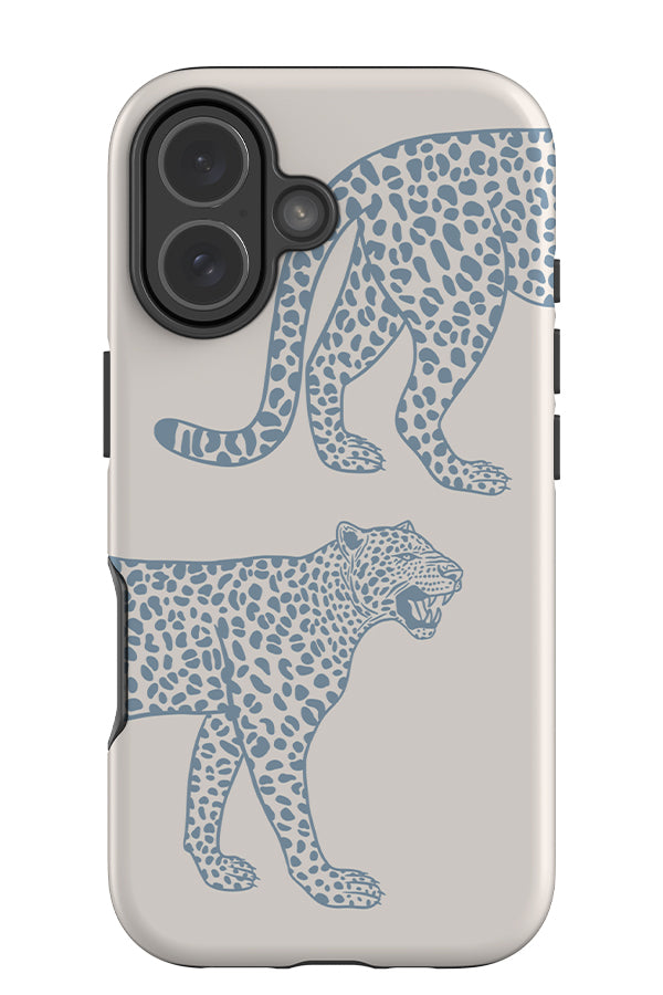 Leopard Placement Tough Phone Case (Dusty Blue) | Harper & Blake