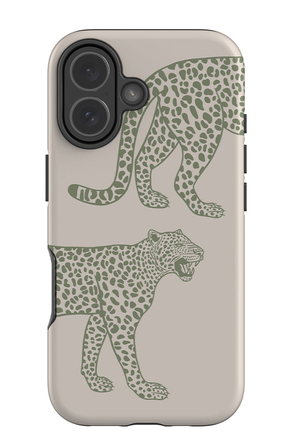Leopard Placement Tough Phone Case (Linen & Moss Green) | Harper & Blake