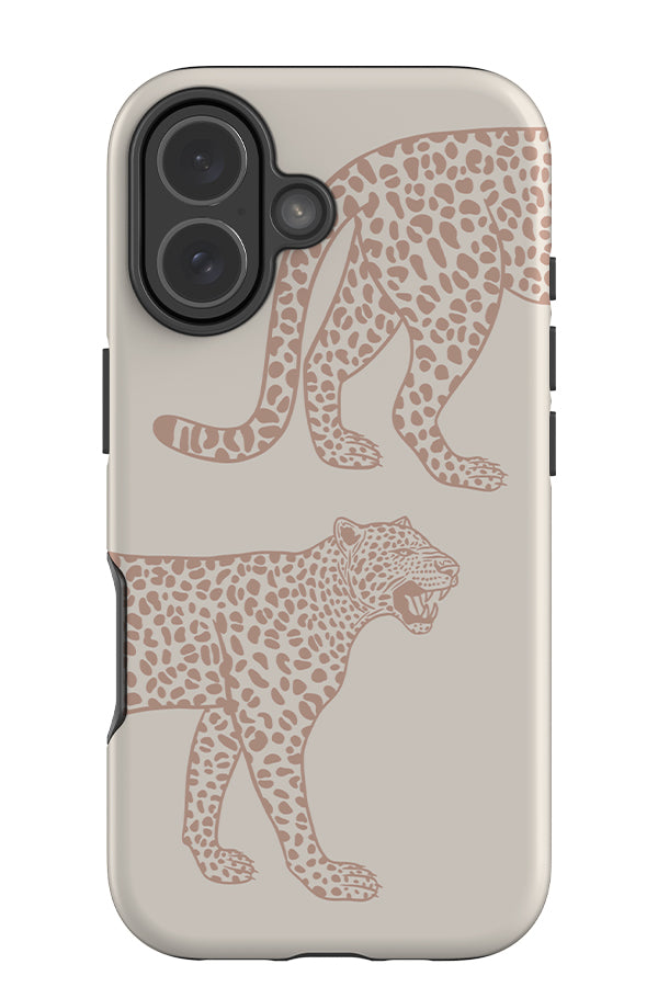 Leopard Placement Tough Phone Case (Pale Terracotta & Birch) | Harper & Blake