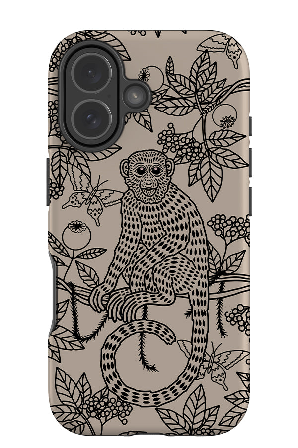 Line Monkey Tough Phone Case (Black & Beige) | Harper & Blake