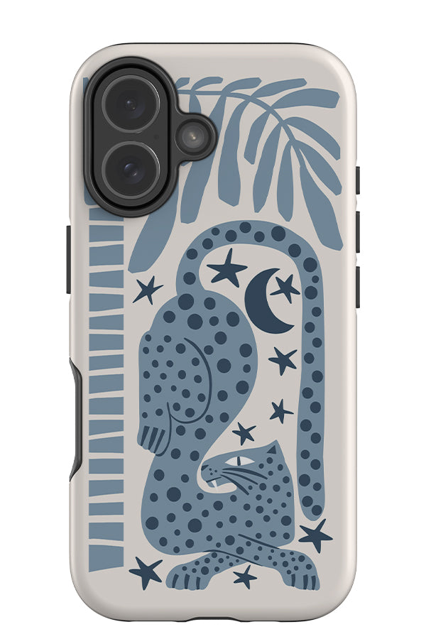 Lounging Jungle Leopard Tough Phone Case (Dusty Blue) | Harper & Blake