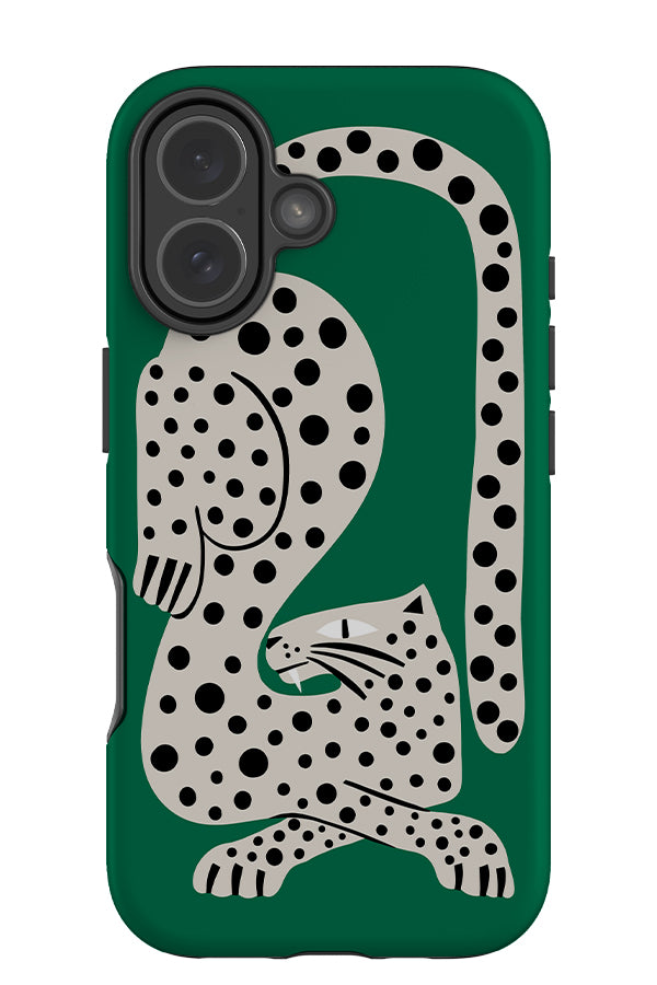 Lounging Leopard Tough Phone Case (Bright Green) | Harper & Blake