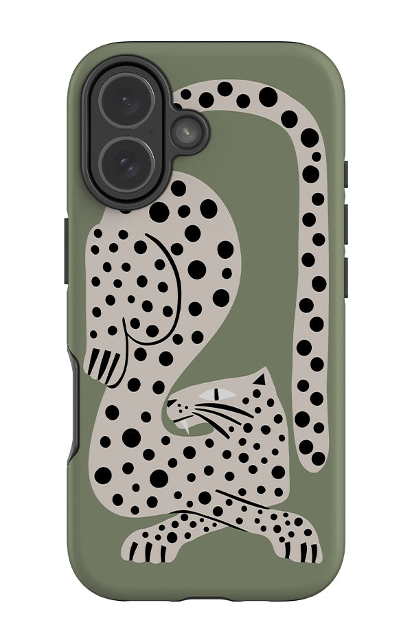 Lounging Leopard Tough Phone Case (Moss Green) | Harper & Blake