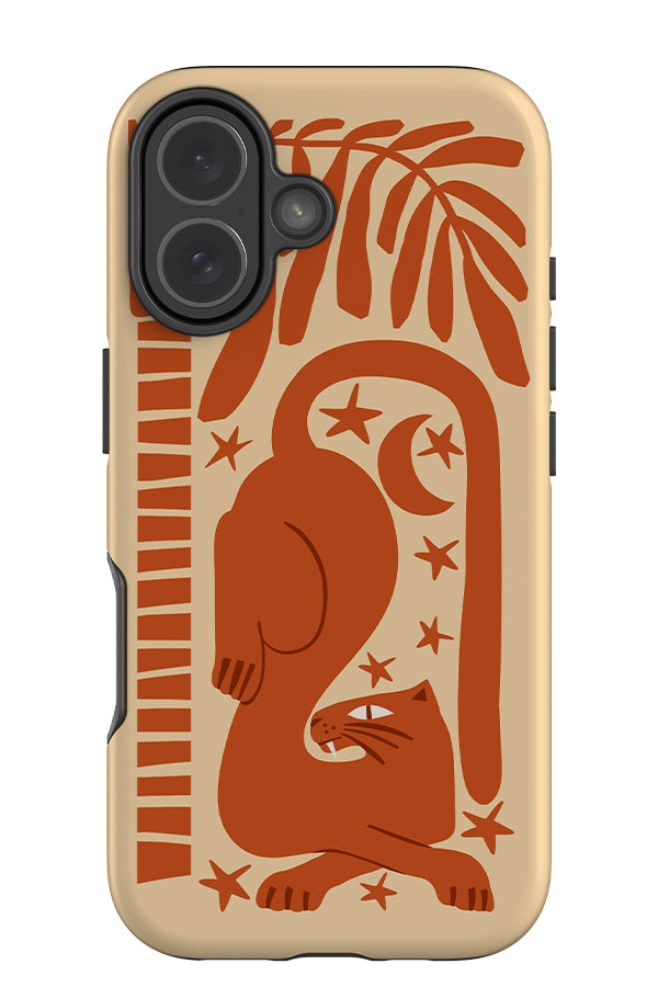 Lounging Leopard With Plants Tough Phone Case (Burnt Orange) | Harper & Blake