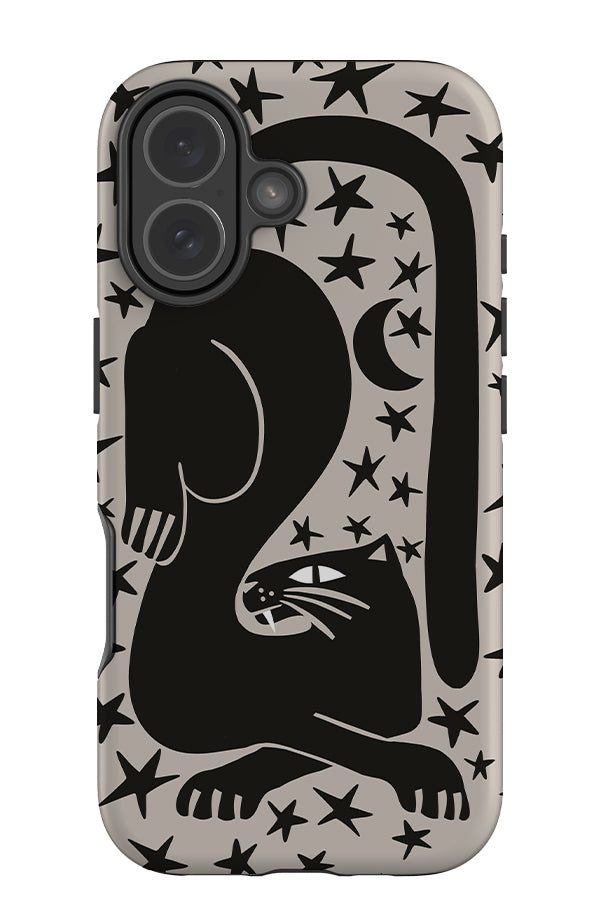 Lounging Leopard with Stars Tough Phone Case (Black & Off White) | Harper & Blake