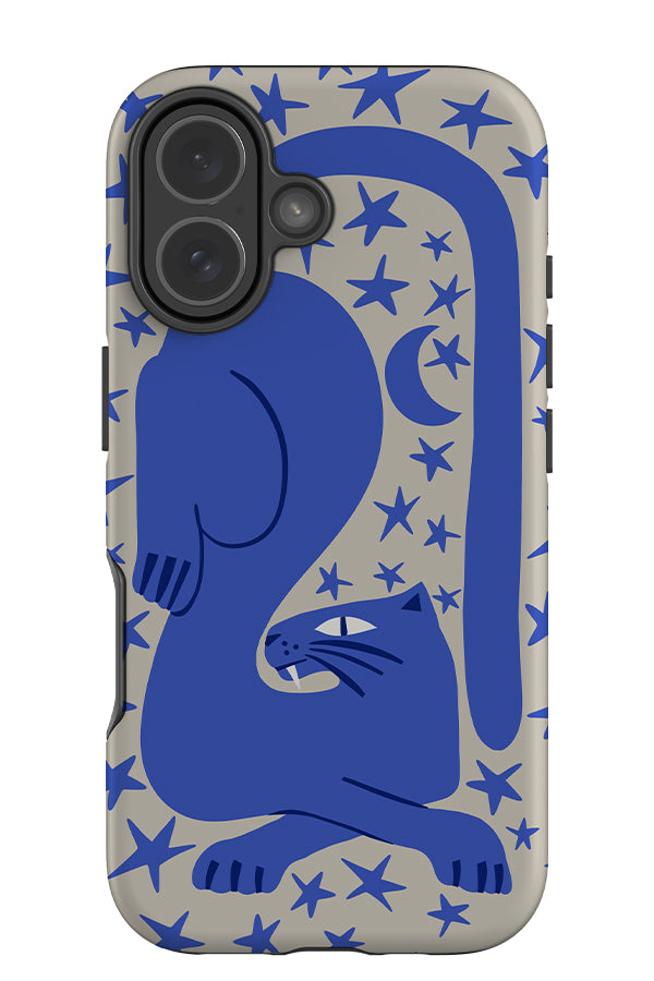 Lounging Leopard with Stars Tough Phone Case (Electric Blue) | Harper & Blake