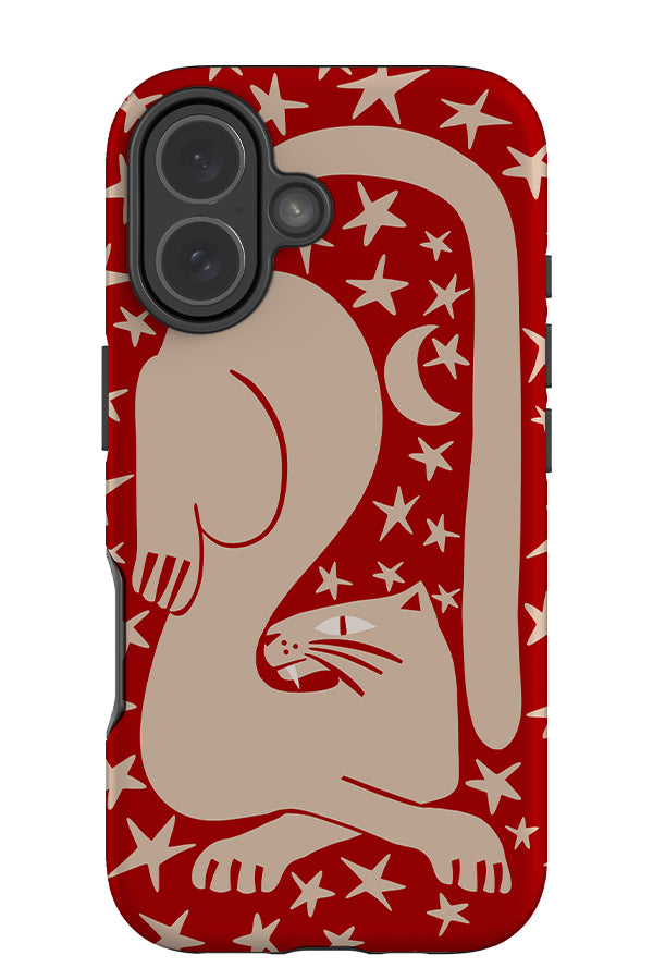 Lounging Leopard with Stars Tough Phone Case (Red) | Harper & Blake