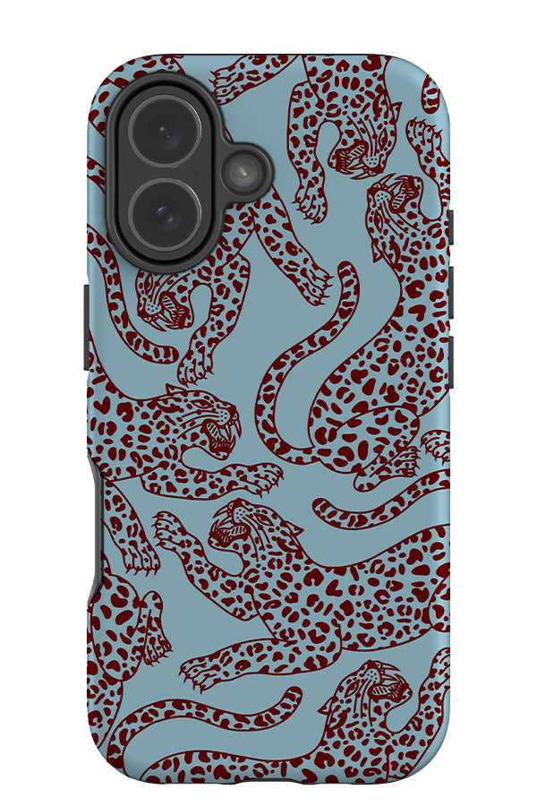 Pouncing Leopard Scatter Tough Phone Case (Blue & Red) | Harper & Blake