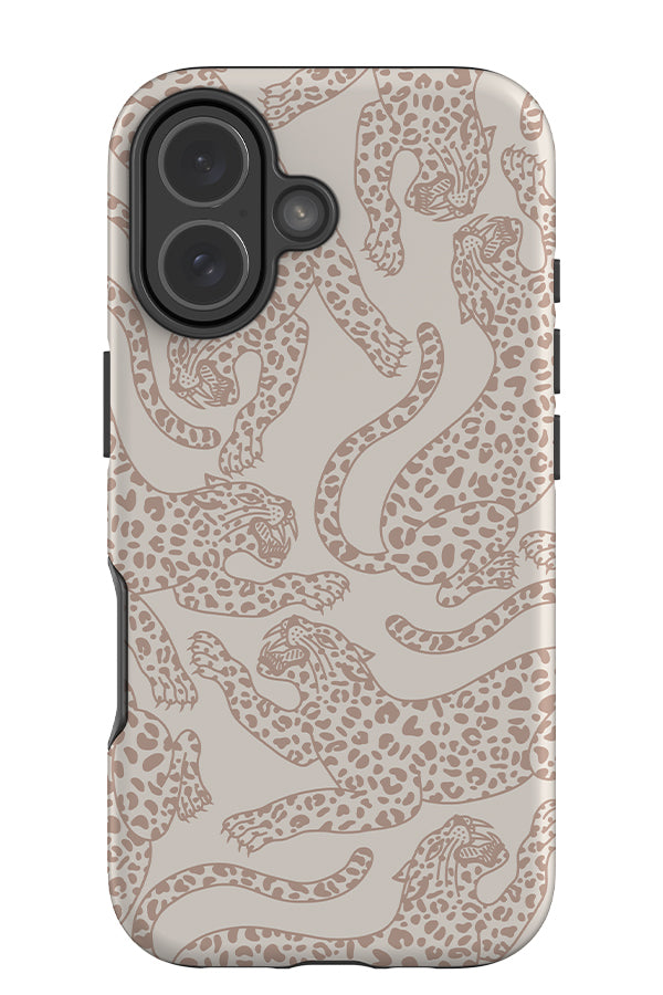 Pouncing Leopard Scatter Tough Phone Case (Pale Terracotta & Birch) | Harper & Blake