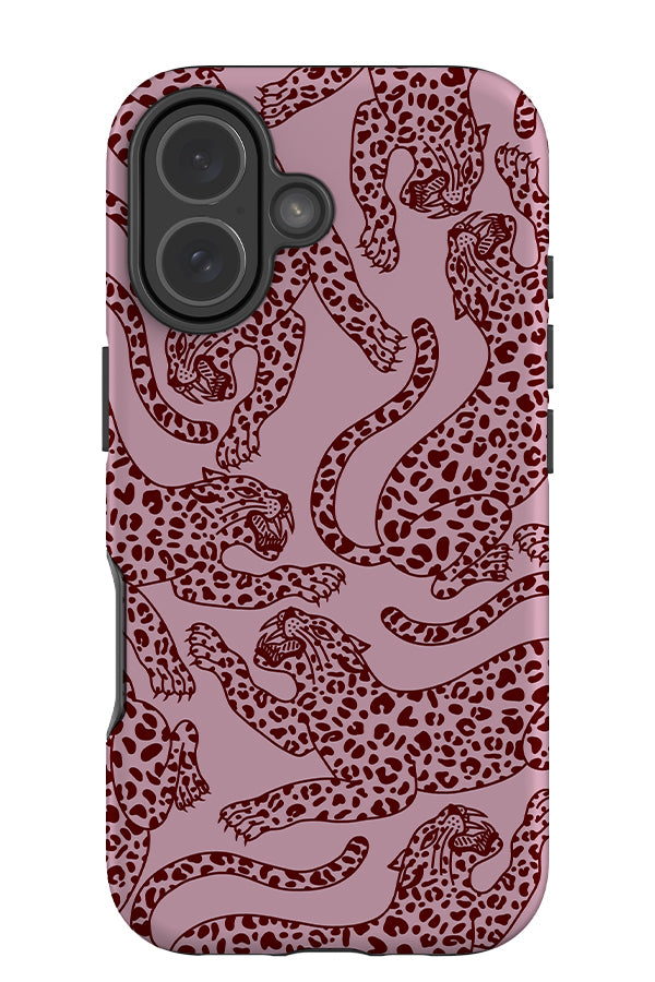 Pouncing Leopard Scatter Tough Phone Case (Pink) | Harper & Blake