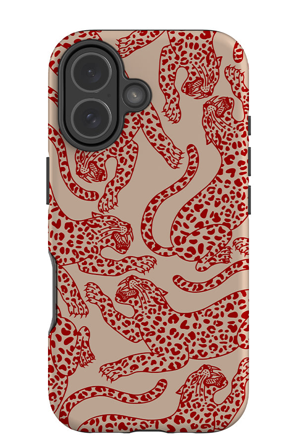 Pouncing Leopard Scatter Tough Phone Case (Red) | Harper & Blake