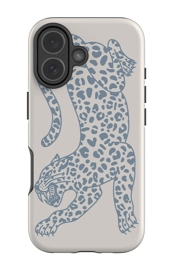 Pouncing Leopard Placement Tough Phone Case (Dusty Blue) | Harper & Blake