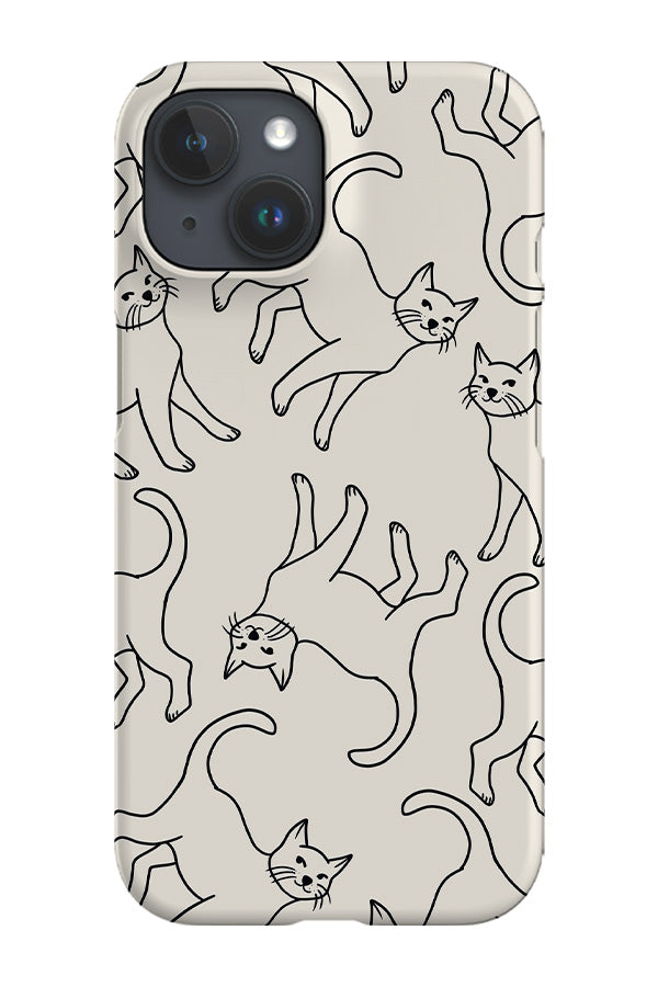Cats Line Art Phone Case (Cream)