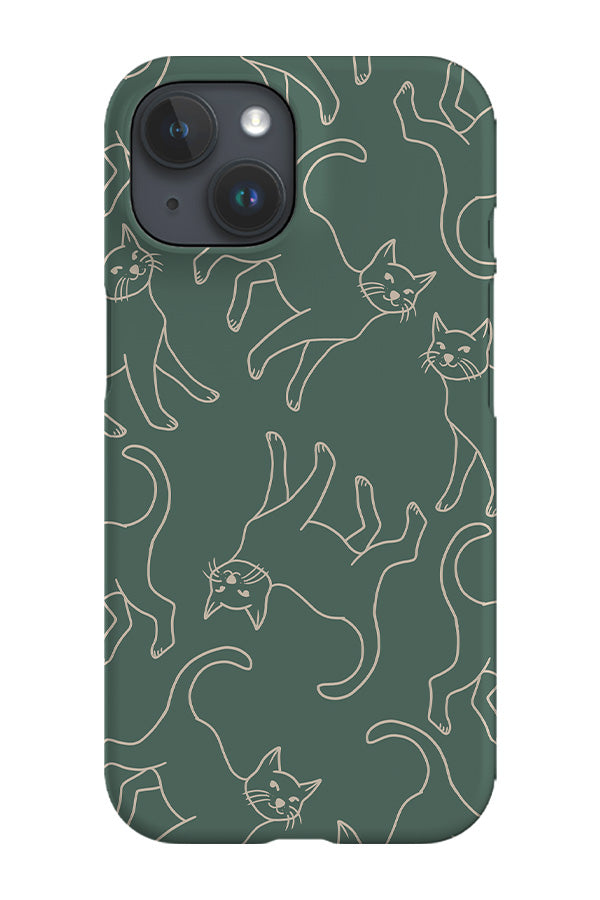 Cats Line Art Phone Case (Green Beige) | Harper & Blake