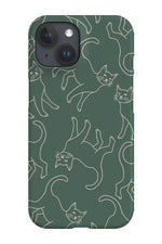 Cats Line Art Phone Case (Green Beige)