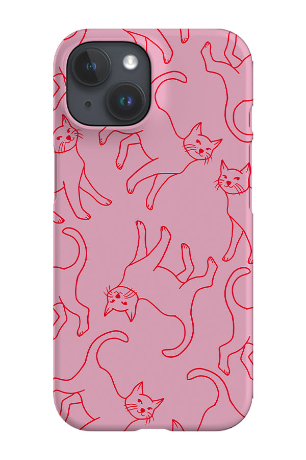 Cats Line Art Phone Case (Pink) | Harper & Blake