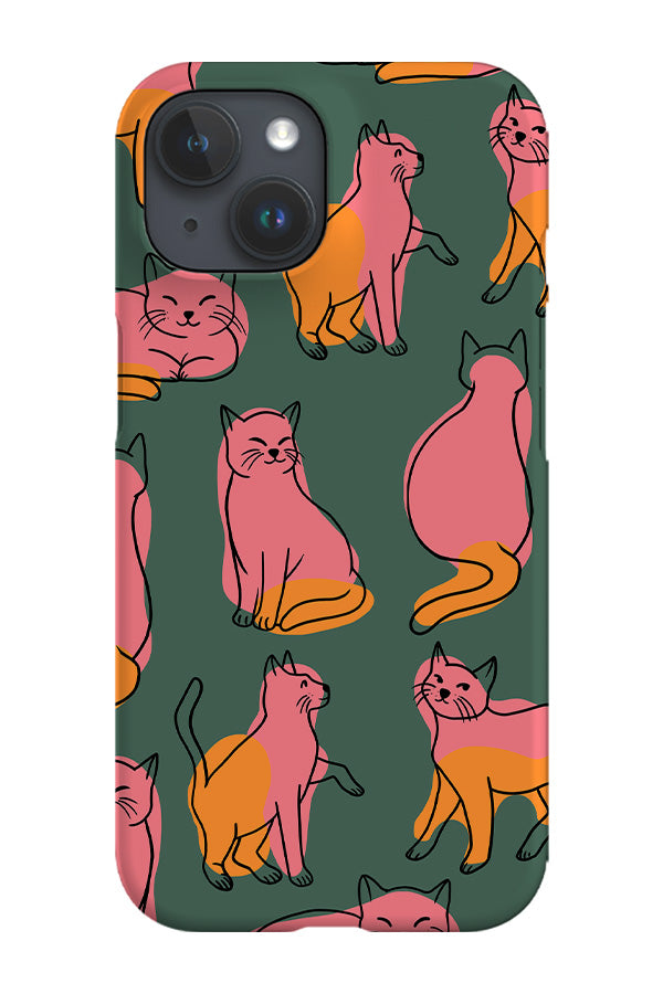 Cats Colour Line Art Phone Case (Khaki) | Harper & Blake