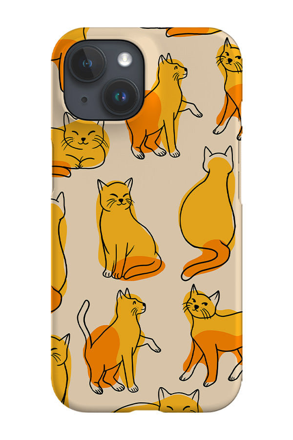 Cats Colour Line Art Phone Case (Yellow) | Harper & Blake