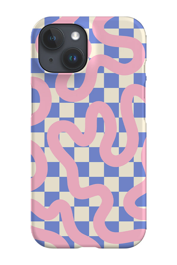 Check Swirl Lines Abstract Phone Case (Blue Pink) | Harper & Blake