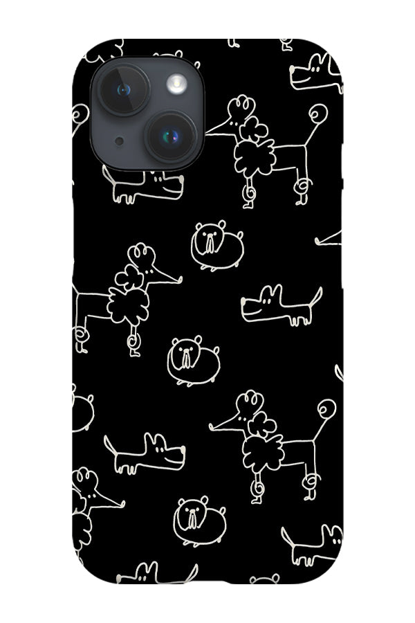 Doodle Dogs Scatter Phone Case (Black)