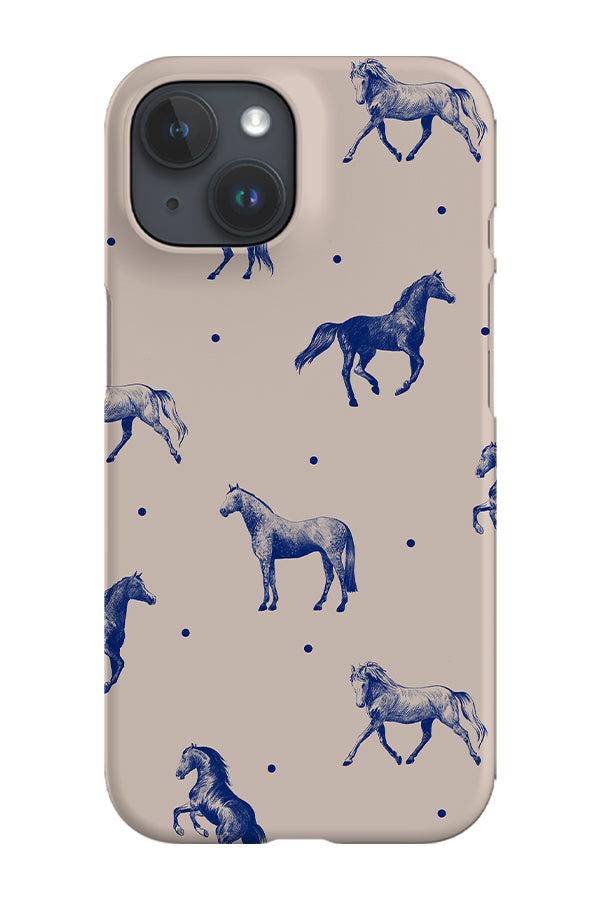 Dotty Horses Phone Case (Beige Blue)