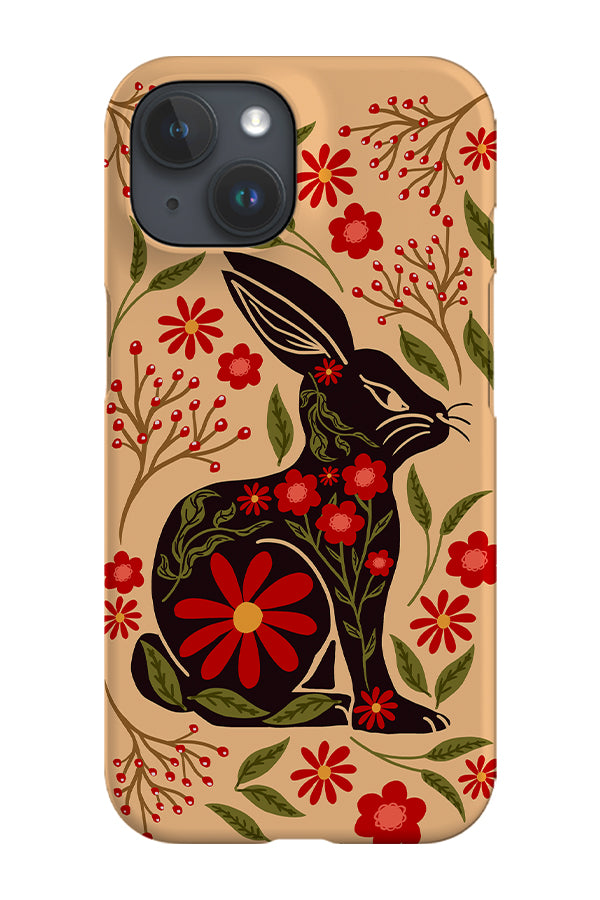Floral Rabbit Phone Case (Cream Black)