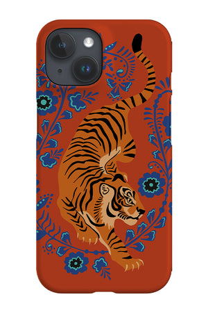 Floral Tiger Phone Case (Rust Orange Blue) | Harper & Blake