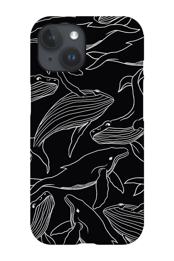 Humpback Whale Line Art Phone Case (Black)