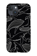 Humpback Whale Line Art Phone Case (Black)