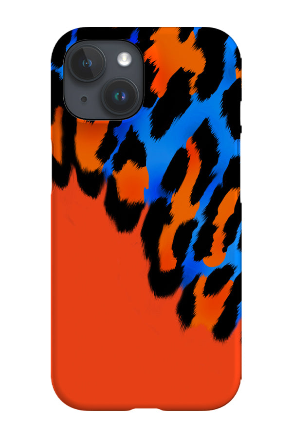 Leopard Print Colour Block Phone Case (Orange)