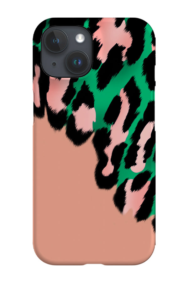 Leopard Print Colour Block Phone Case (Peach)