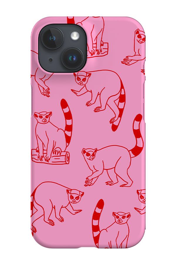 Lemur Line Art Scatter Phone Case (Pink Red) | Harper & Blake