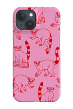 Lemur Line Art Scatter Phone Case (Pink Red)