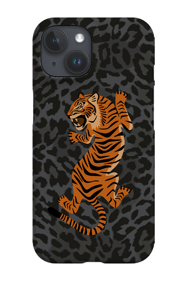 Leopard Print Tiger Phone Case (Dark Grey)
